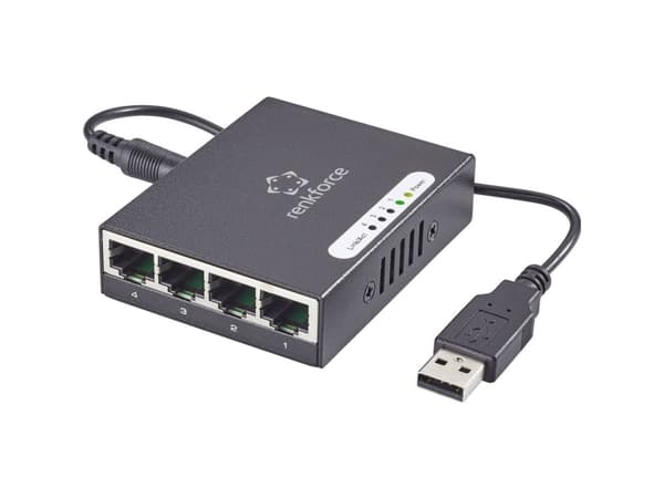 Renkforce RF-4270245 Strømforsyning-switch 4 porte 1000 MBit/s USB-strømforsyning
