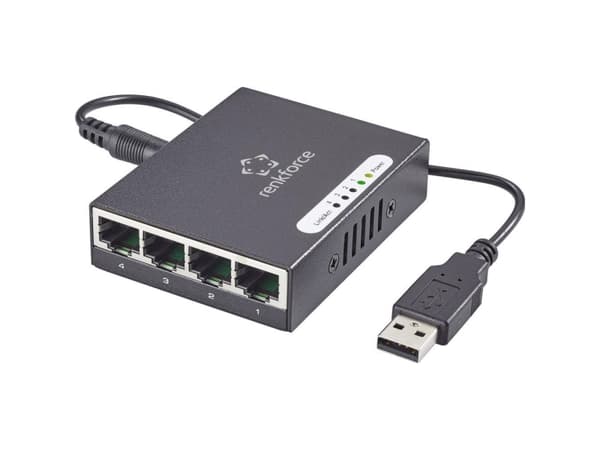 Renkforce RF-4270245 Strømforsyning-switch 4 porte 1000 MBit/s USB-strømforsyning