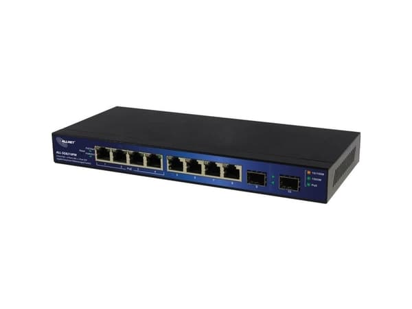 ALLNET ALL-SG8210PM, hanterad, L2+, Gigabit Ethernet (10/100/1000), Strömförsörjning via Ethernet (PoE) stöd, Monteringsbar på väggen