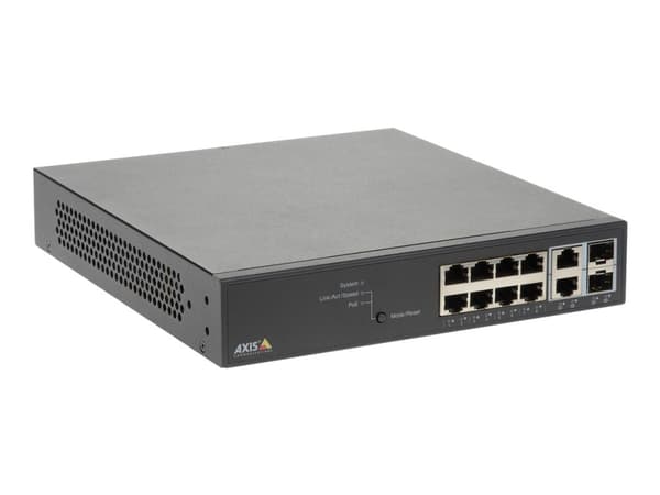 Axis T8508 PoE+ Network Switch - Switch - Styrt - 8 x 10/100/1000 (PoE+) + 2 x kombo Gigabit SFP (opplink) - stasjonær, rackmonterbar - PoE+ (130 W) Sort