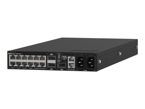 Dell Networking S4112T - Switch - L3 - Styrt - 12 x 10GBase-T + 3 x 100 Gigabit QSFP28 - front til bakside-luftflyt - rackmonterbar - Dell Smart Valu Sort