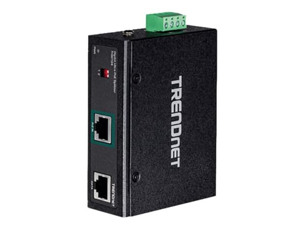 TRENDnet TI-SG104 - PoE splitter (DIN-skinnemonterbar) - 95 watt - utgangskontakter: 1 - TAA-samsvar