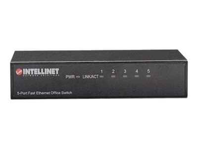 Intellinet 5-Port Fast Ethernet Office Switch, Desktop Size, Metal, IEEE 802.3az (Energy Efficient Ethernet) - Switch - 5 x 10/100 - skrivbordsmodell