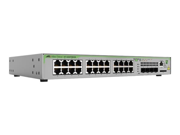 Allied Telesis CentreCOM AT-GS970M/28PS - Switch - L3 - Styrt - 24 x 10/100/1000 (PoE+) + 4 x SFP (mini-GBIC) (opplink) - stasjonær - PoE+