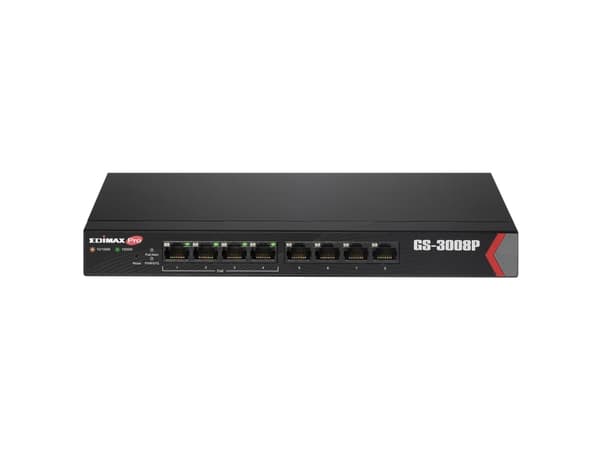 Edimax GS-3008P, Hallittu, Gigabit Ethernet (10/100/1000), Täysin kaksipuolinen, Power over Ethernet -tuki