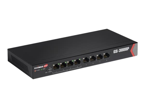 Edimax GS-3008P, Hallittu, Gigabit Ethernet (10/100/1000), Täysin kaksipuolinen, Power over Ethernet -tuki