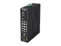D-Link DIS 200G-12PS - Switch - Administrerad - 10 x 10/100/1000 (8 PoE+) + 2 x SFP - DIN-skenmonterbar, väggmonterbar - PoE+ (240 W) - Växelström 12 Svart