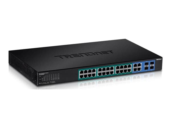 Trendnet TPE-5028WS, Hallittu, Gigabit Ethernet (10/100/1000), Täysin kaksipuolinen, Power over Ethernet -tuki, Telineasennus, 1U musta