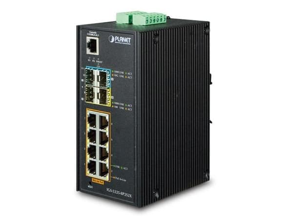 PLANET IGS-5225-8P2S2X, hanterad, L3, Gigabit Ethernet (10/100/1000), Full duplex, Strömförsörjning via Ethernet (PoE) stöd, Monteringsbar på väggen