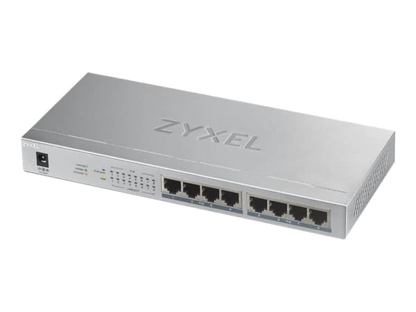 Zyxel GS1008HP, Hallitsematon, Gigabit Ethernet (10/100/1000), Power over Ethernet -tuki Harmaa