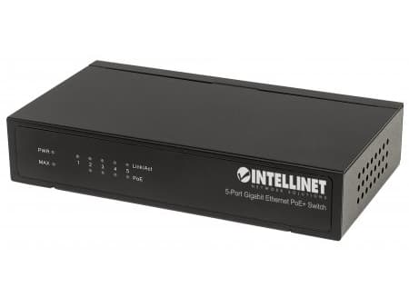 Intellinet 561228, Uhåndtert, Gigabit Ethernet (10/100/1000), Strøm over Ethernet (PoE) Sort