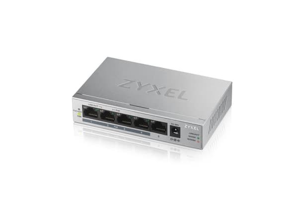 Zyxel GS1005HP - Switch - ohanterad - 4 x 10/100/1000 (PoE+) + 1 x 10/100/1000 - väggmonterbar, skrivbordsmodell - PoE (60 W)