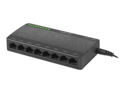Lanberg DSP1-1008, Hallitsematon, Gigabit Ethernet (10/100/1000), Täysin kaksipuolinen musta, Harmaa