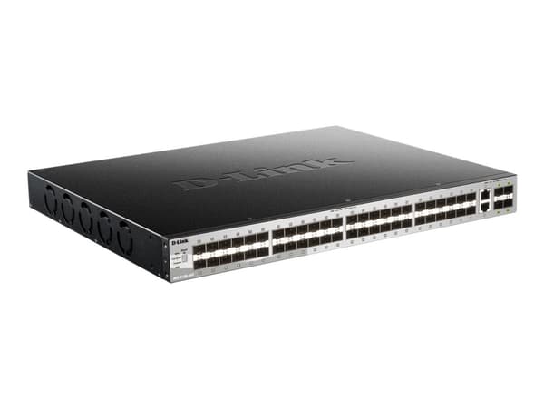D-Link DGS 3130-54S - Switch - L3 Lite - Styrt - 48 x SFP + 2 x 10 Gigabit Ethernet + 4 x 10 Gigabit SFP+ Sort, Grå