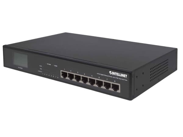 Intellinet 561310, Gigabit Ethernet (10/100/1000), Täysin kaksipuolinen, Power over Ethernet -tuki, Telineasennus