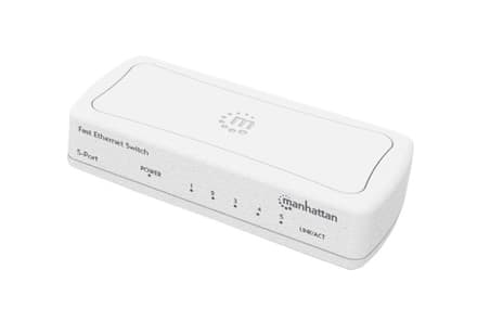 Manhattan 560672, Uhåndtert, Fast Ethernet (10/100), Full tosidig Hvit