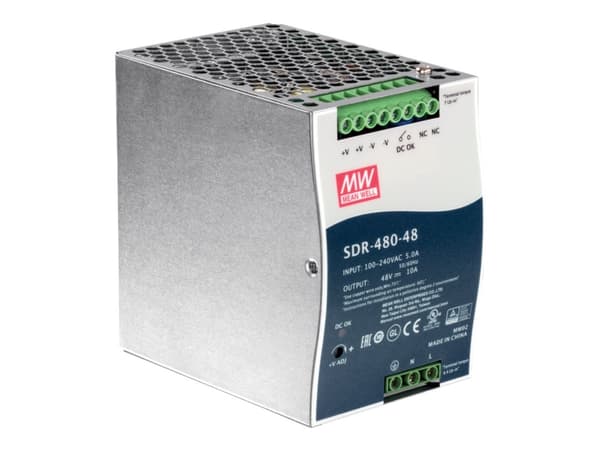 TRENDnet TI-S48048 - Strømforsyning (DIN-skinnemonterbar) - AC 115/230 V - 480 watt - aktiv PFC - TAA-samsvar