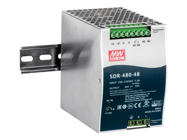 TRENDnet TI-S48048 - Strømforsyning (DIN-skinnemonterbar) - AC 115/230 V - 480 watt - aktiv PFC - TAA-samsvar