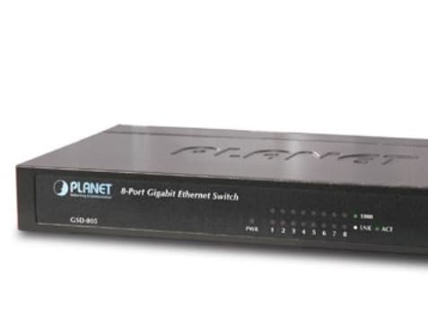 PLANET GSD-805, Ohanterad, Gigabit Ethernet (10/100/1000), Full duplex, Rackmontering, Monteringsbar på väggen
