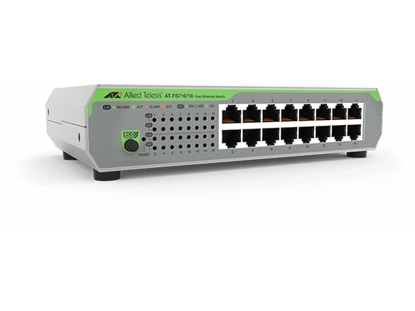 Allied Telesis CentreCOM AT-FS710/16 - Switch - ohanterad - 16 x 10/100 - skrivbordsmodell, rackmonterbar