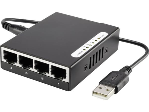 Renkforce RF-4451433 Strømforsyning-switch 5 porte 100 MBit/s USB-strømforsyning