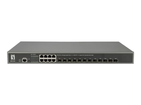 LevelOne GTL-2091 - Switch - L3 - Administrerad - 12 x 10 Gigabit SFP+ + 8 x 10/100/1000 - skrivbordsmodell, rackmonterbar