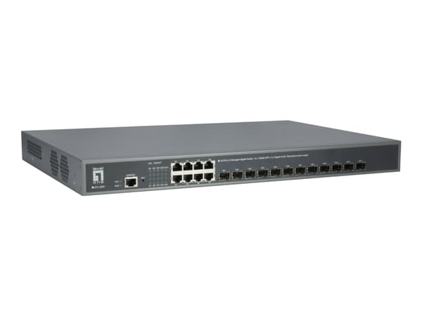 LevelOne GTL-2091 - Switch - L3 - Administrerad - 12 x 10 Gigabit SFP+ + 8 x 10/100/1000 - skrivbordsmodell, rackmonterbar