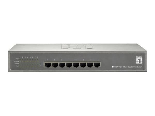 LevelOne GEP-0821 - Switch - 8 x 10/100/1000 (PoE) - skrivbordsmodell - PoE