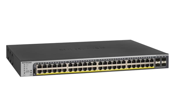 NETGEAR Pro GS752TPP - Switch - L3 - smart - 48 x 10/100/1000 (PoE+) + 4 x Gigabit SFP - monterbar på stativ - PoE+ (760 W)