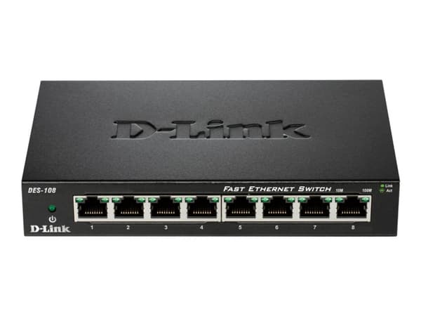 D-Link DES 108 - Switch - 8 x 10/100 - skrivbordsmodell