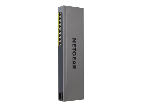 NETGEAR Plus GS408EPP - Switch - Styrt - 8 x 10/100/1000 (PoE+) - stasjonær, rackmonterbar, veggmonterbar, stangmonterbar - PoE+ (124 W) Sort, Grå