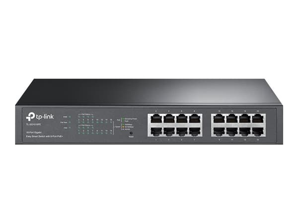 TP-Link TL-SG1016PE - Switch - smart - 8 x 10/100/1000 (PoE+) + 8 x 10/100/1000 - stasjonær, rackmonterbar - PoE+ (110 W)