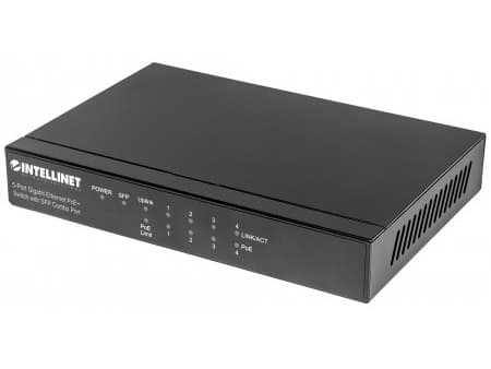 Intellinet 561174, Gigabit Ethernet (10/100/1000), Full duplex, Strömförsörjning via Ethernet (PoE) stöd Svart