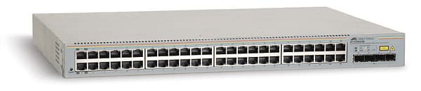 Allied Telesis AT GS950/48 WebSmart-kytkin - Kytkin - Järjestelmänvalvoja - 48 x 10/100/1000 + 4 x delt SFP - pöytätietokoneet Harmaa