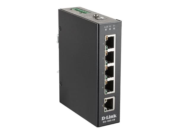 D-Link DIS 100E-5W - Switch - ohanterad - 5 x 10/100 - DIN-skenmonterbar, väggmonterbar - likström