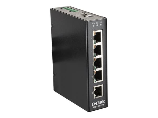 D-Link DIS 100E-5W - Switch - ohanterad - 5 x 10/100 - DIN-skenmonterbar, väggmonterbar - likström