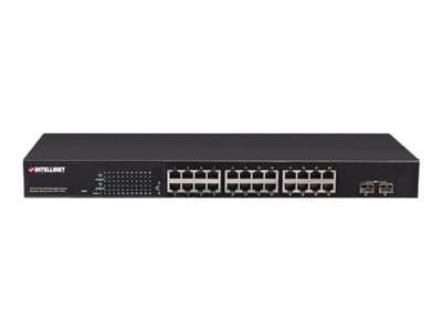 Intellinet 24-Port Gigabit Ethernet PoE+ Web-Managed Switch with 2 SFP Ports, 24 x PoE ports, IEEE 802.3at/af Power over Ethernet (PoE+/PoE), 2 x SFP