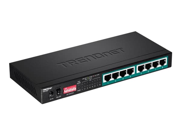 Trendnet TPE-LG80, Hallitsematon, Gigabit Ethernet (10/100/1000), Täysin kaksipuolinen, Power over Ethernet -tuki musta