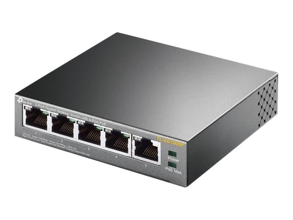 TP-Link TL-SG1005P Ohanterad Gigabit Ethernet (10/100/1000) Strömförsörjning via Ethernet (PoE) stöd Svart Svart