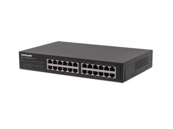 Intellinet 561273, Gigabit Ethernet (10/100/1000), Full duplex, Rackmontering Svart
