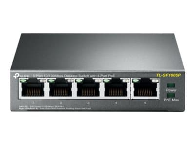 TP-Link TL-SF1005P - Switch - ohanterad - 5 x 10/100 (4 PoE) - skrivbordsmodell - PoE (67 W) Svart
