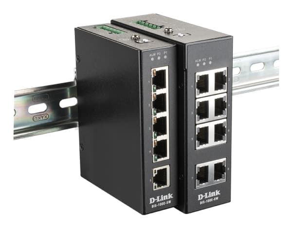 D-Link DIS 100E-8W - Switch - ohanterad - 8 x 10/100 - DIN-skenmonterbar, väggmonterbar - likström