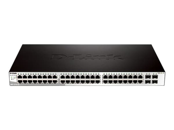 D-LINK DGS-1210-52, Gigabit Smart Switch with 48 10/100/1000Base-T ports and 4 Gigabit MiniGBIC (SFP) ports, 802.3x Flow Control, 802.3ad Link Aggreg