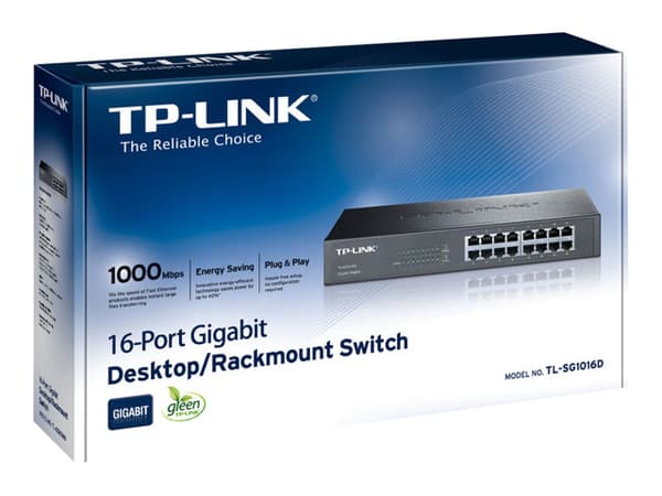 TP-Link TL-SG1016D 16-Port Gigabit Switch - Switch - ikke-styrt - 16 x 10/100/1000 - stasjonær