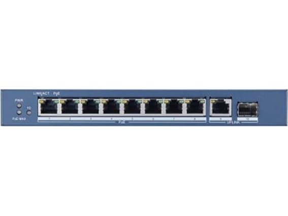 Hikvision DS-3E0510P-E - Switch - ikke-styrt - 8 x 10/100/1000 (PoE+) + 1 x 10/100/1000 + 1 x Gigabit SFP - stasjonær - PoE+ (110 W) - DC-strøm