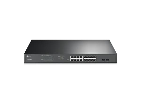 TP-Link JetStream TL-SG1218MPE - Switch - smart - 16 x 10/100/1000 (PoE+) + 2 x Gigabit SFP - rackmonterbar - PoE+ (192 W) - AC 100 - 240 V