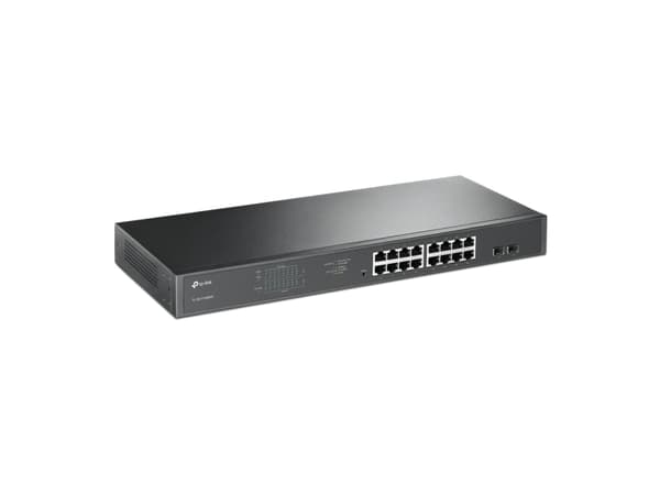 TP-Link JetStream TL-SG1218MPE - Switch - smart - 16 x 10/100/1000 (PoE+) + 2 x Gigabit SFP - rackmonterbar - PoE+ (192 W) - AC 100 - 240 V