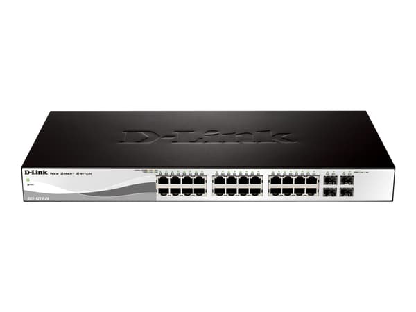 D-Link Web Smart DGS-1210-28 - Switch - Administrerad - 24 x 10/100/1000 + 4 x Gigabit SFP - skrivbordsmodell, rackmonterbar