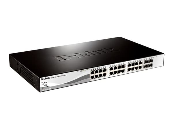 D-Link Web Smart DGS-1210-28 - Switch - Styrt - 24 x 10/100/1000 + 4 x Gigabit SFP - stasjonær, rackmonterbar Sort