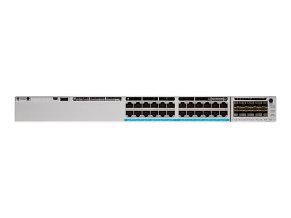 Cisco Catalyst 9300L - Network Advantage - switch - L3 - 24 x 10/100/1000 + 4 x 10 Gigabit SFP+ (upplänk) - rackmonterbar Grå